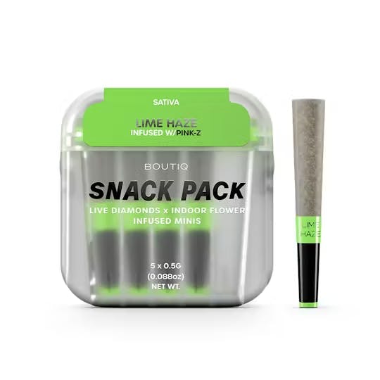 Boutiq Lime Haze x Pink-Z 5pk 2.5g Snack Pack Diamond Infused Pre-Rolls