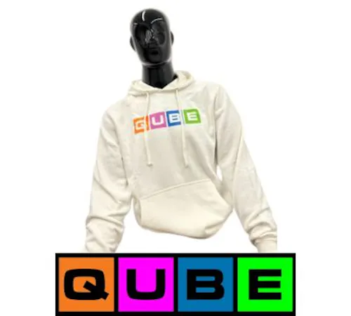 Qube | White Hoodies | Color Logo | Small-active