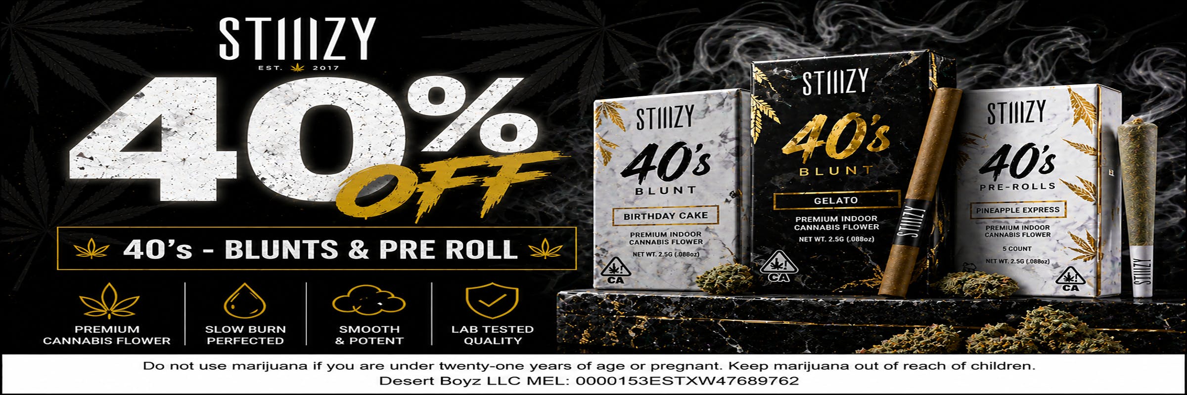 40% OFF | 40's - 5pk LR & Blunts | Stiiizy