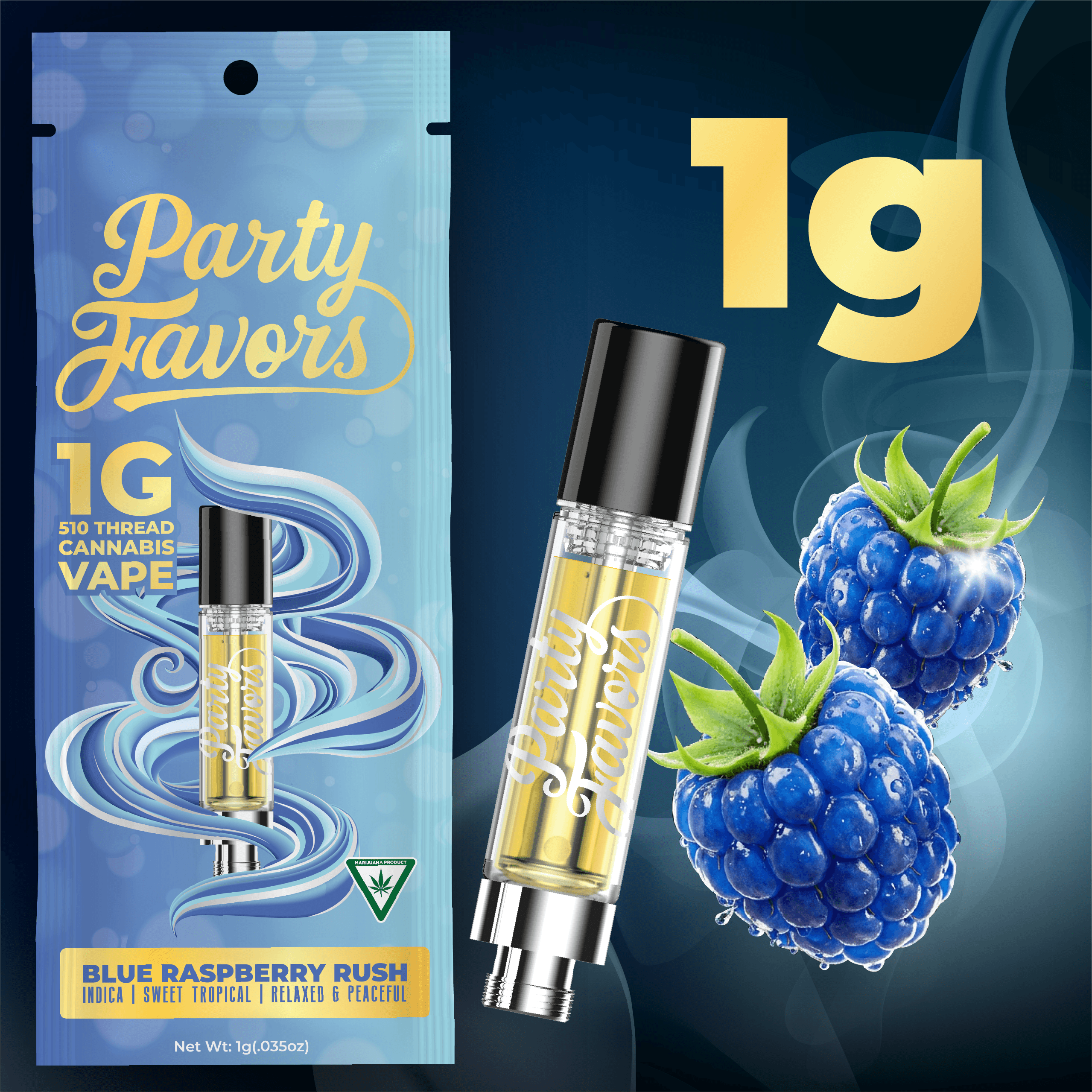 Party Favors - 1g Cart - Blue Raspberry Rush