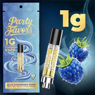Party Favors - 1g Cart - Blue Raspberry Rush - CARTRIDGES by Party Favors at King of Budz