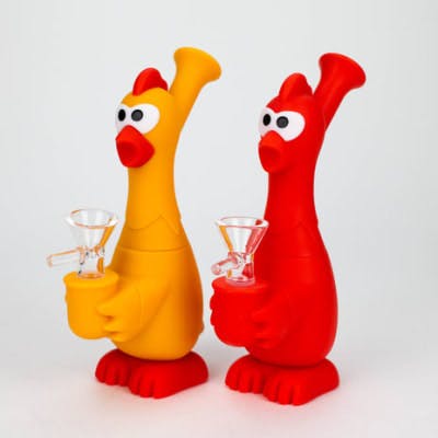 Green And Red Rubber Chicken Silicone Bong