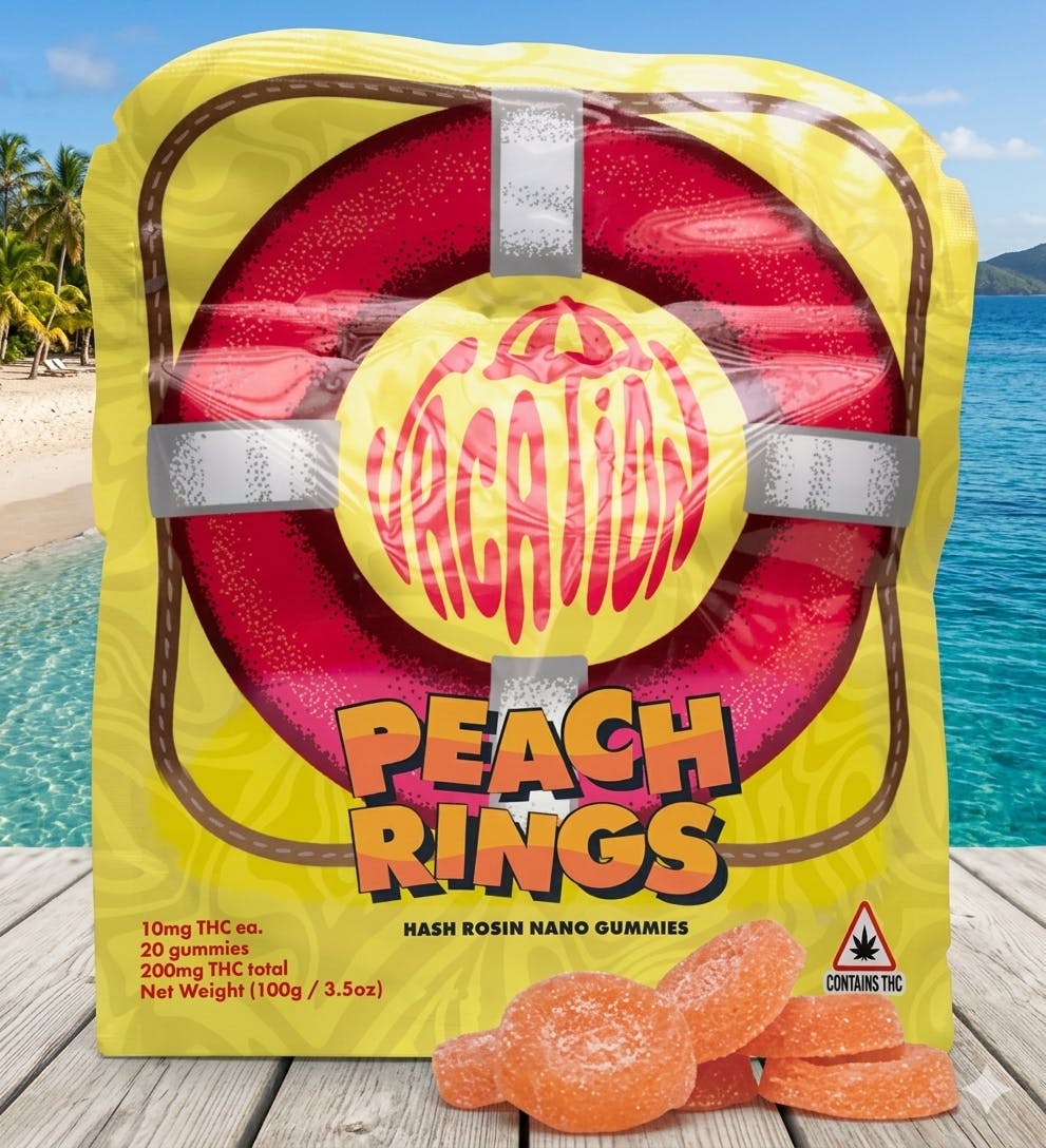 Product Vacation | Peach Ring | Hash Rosin Gummies | 100mg