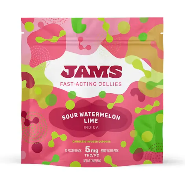 Jams Jellies Sour Watermelon Lime 10pk/100mg (hybrid, gummies, 2.8g)