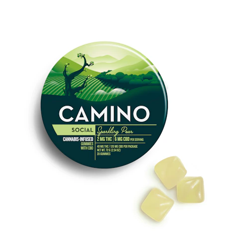 Camino 'Social' Sparkling Pear Gummies [20pk] (40mg THC : 120mg CBD)