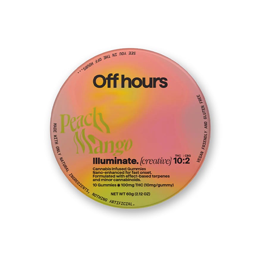 Off Hours | Illuminate (Peach Mango) | Edibles 10 Pack | 100mg
