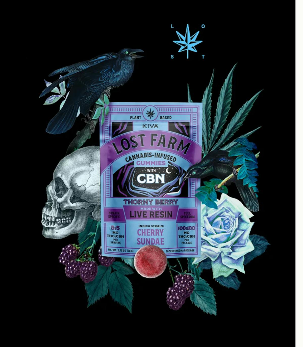 Photo of Lost Farm 1:1 Cherry Sundae x Thorny Berry Live Resin Gummies 100mg 20pk (THC:CBN)
