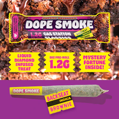 DOPE SMOKE | Backseat Brownie | Liquid Diamond Infused Joint | 1.2G - PRE_ROLLS by Gummy Demarco at King of Budz