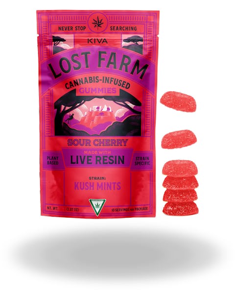 Product: Lost Farm | Sour Cherry (Purple Triangle Kush) Live Resin Gummies 10pc | 200mg*