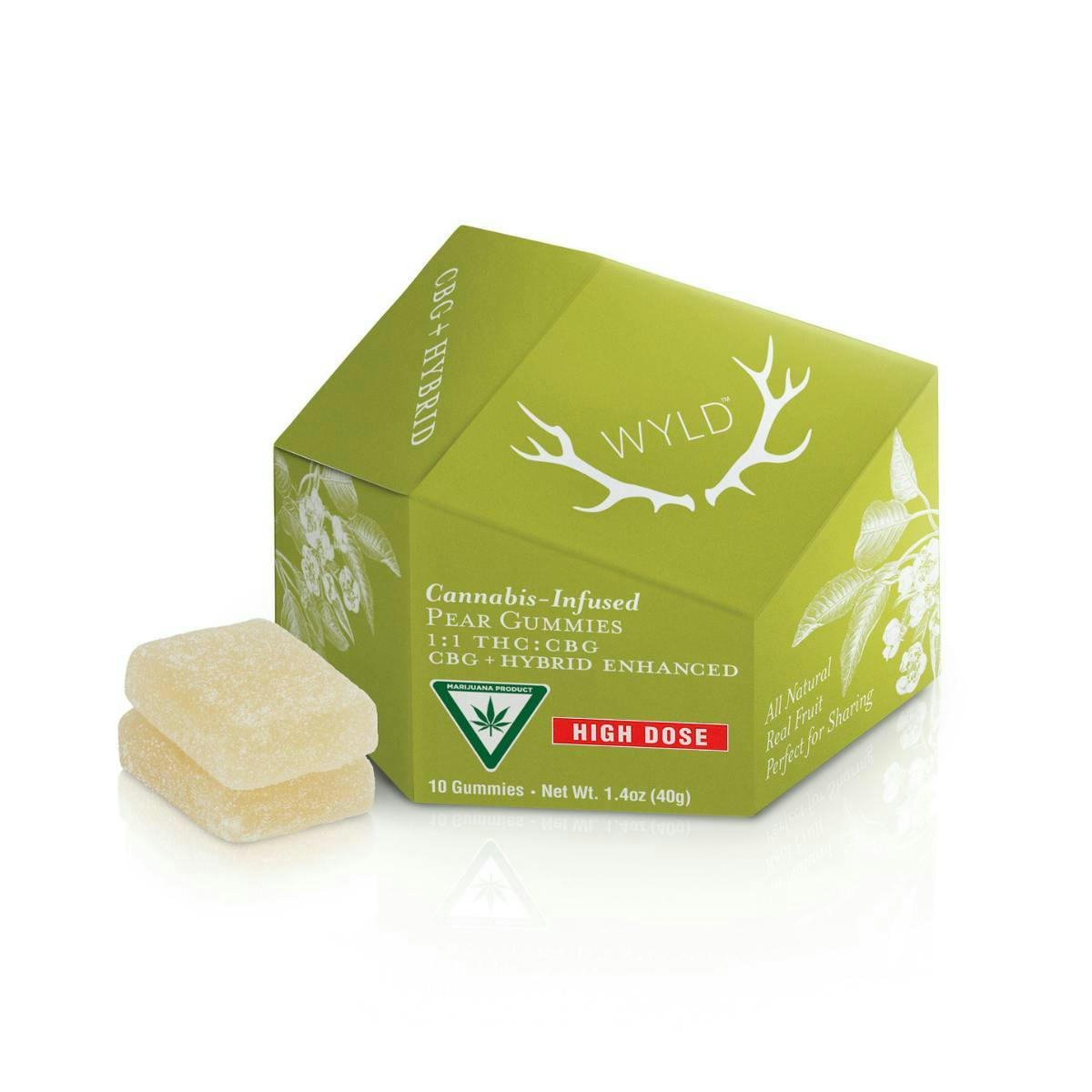 WYLD - 200mg THC: 200mg CBG Gummies - Pear