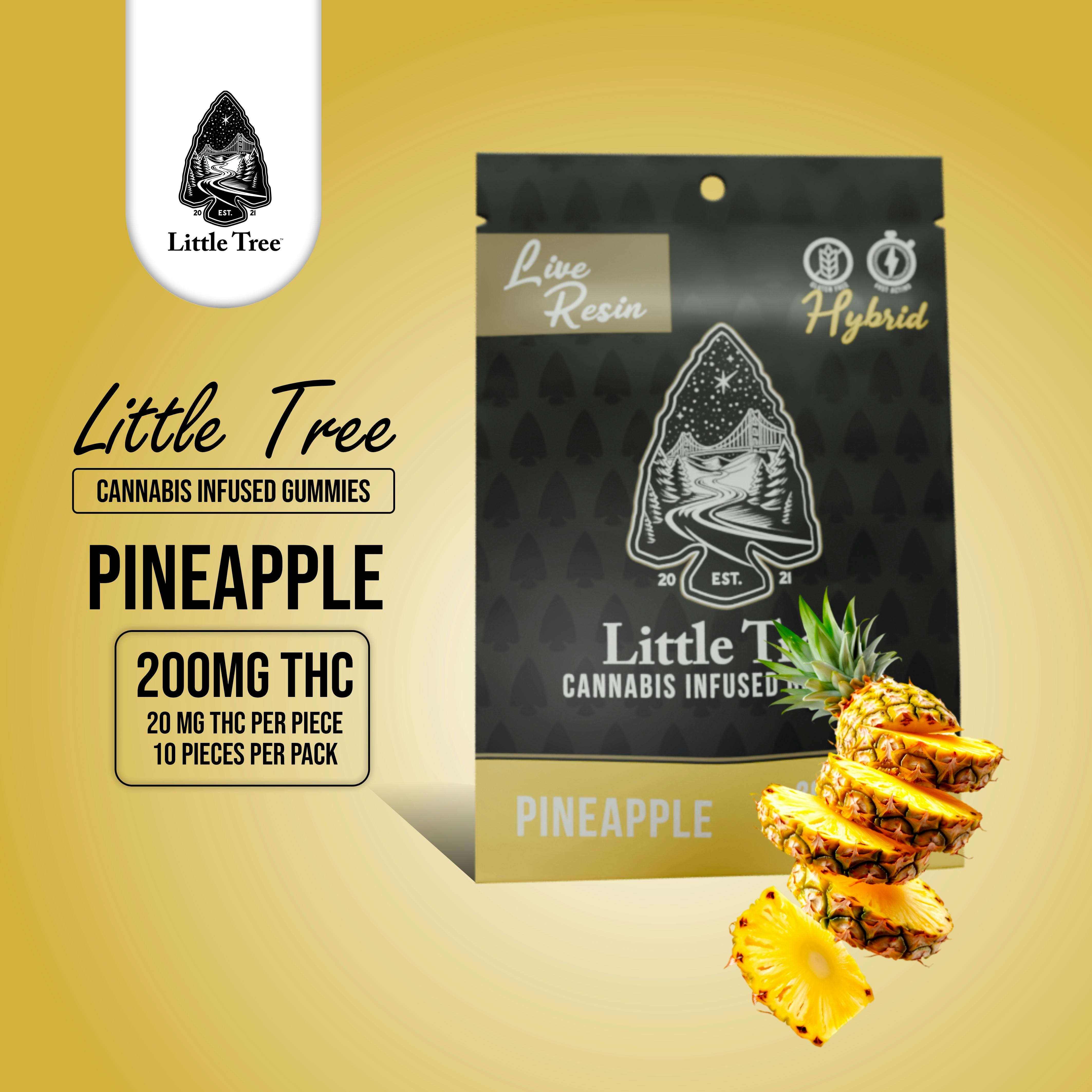 Product: Little Tree | Pineapple | Infused Live Resin Gummies | 200mg | Hybrid