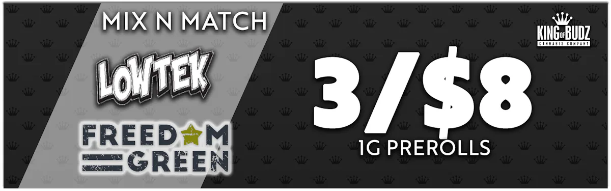 Mix N' Match - Freedom Green AND Lowtek 1g Prerolls - 3/$8