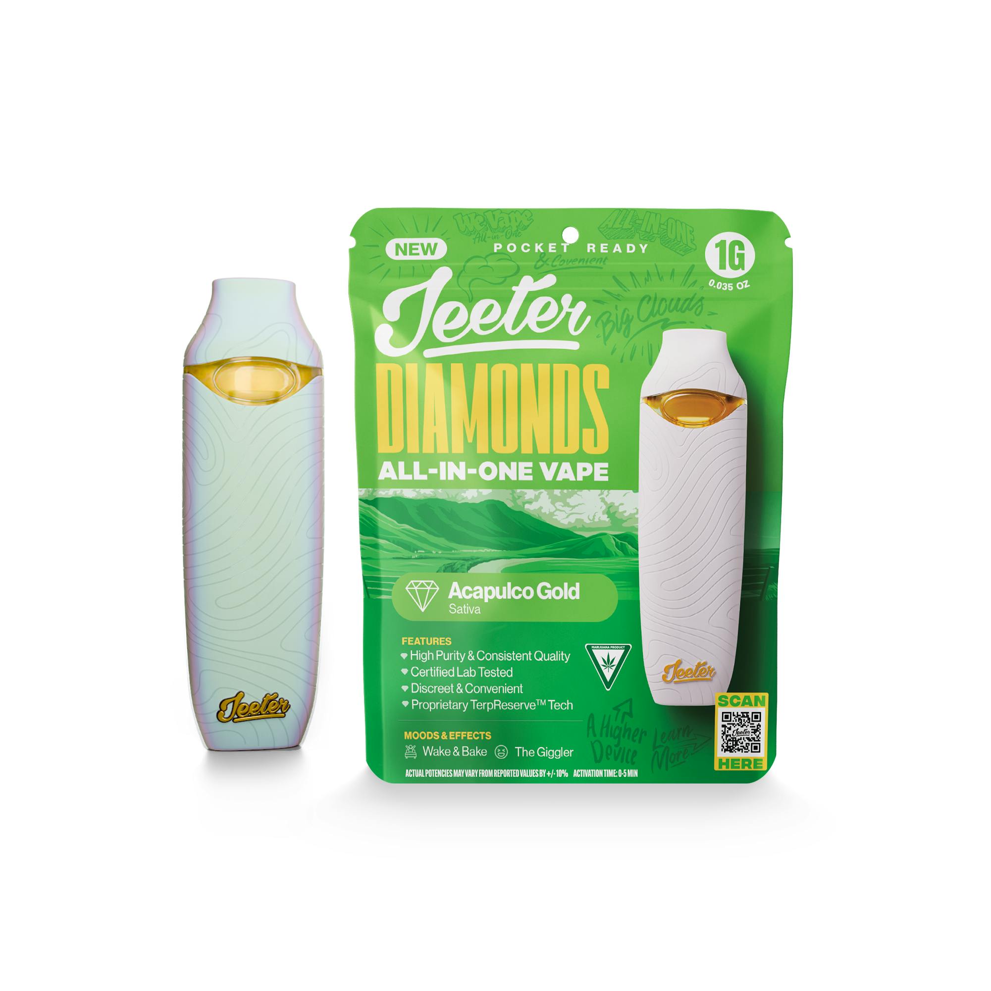vape module Jeeter Acapulco Gold Jeeter All In One Diamonds Vape | Pocket Ready | 1g |  Sativa
