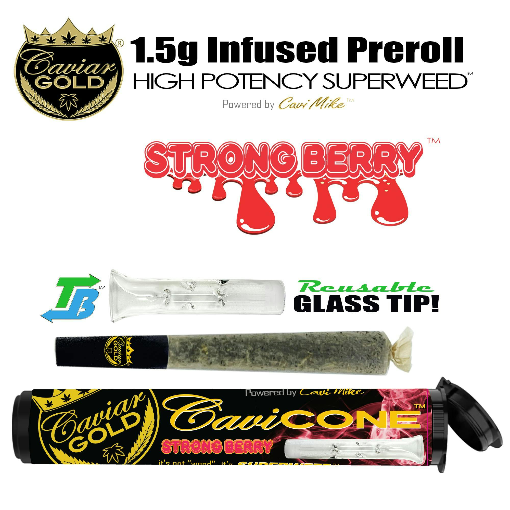 Product: CAVIAR GOLD | STRONG BERRY | INFUSED PRE-ROLL | 1.3G | SATIVA