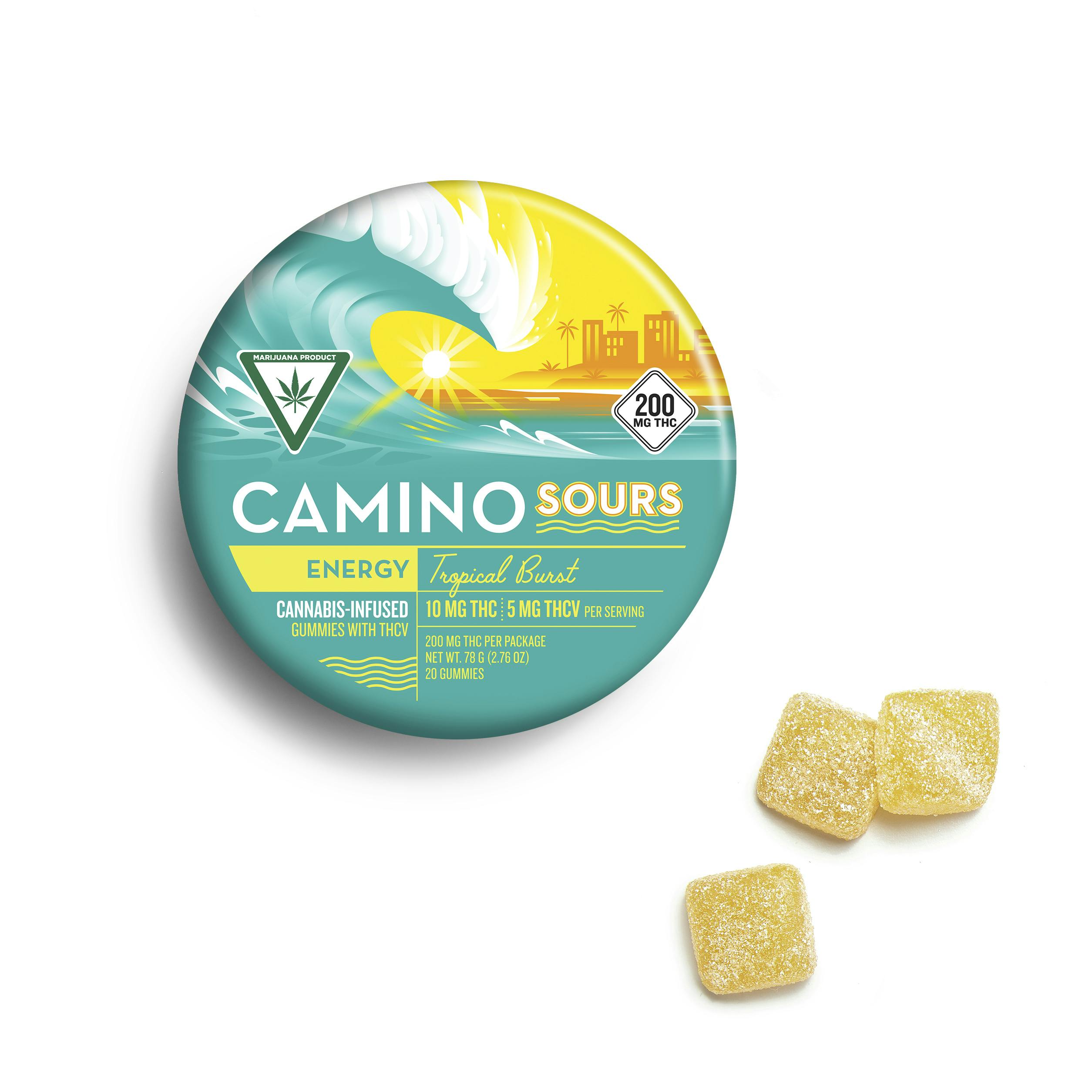 Product: Camino Sours | Tropical Burst Energy 2:1 THC:THCv Sativa Gummies | 200mg:100mg