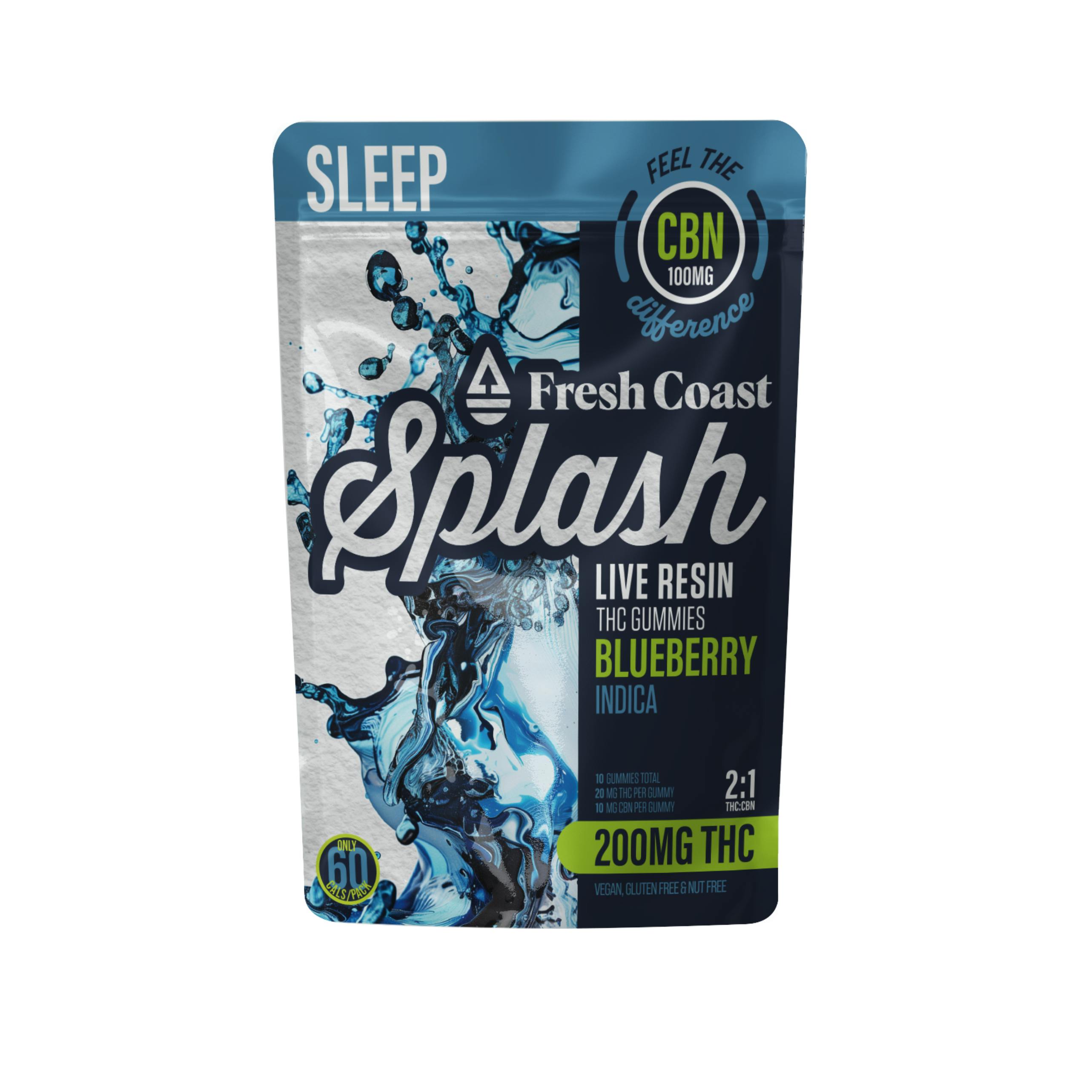 Buy Fresh Coast 2:1 Blueberry 200mgTHC:100mgCBN Splash Gummies By