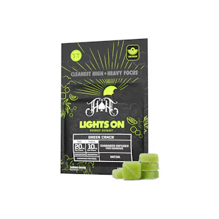 Green Crack | Sativa - Lights On THCV Energy Gummies - 100mg THC | 50mg THCV