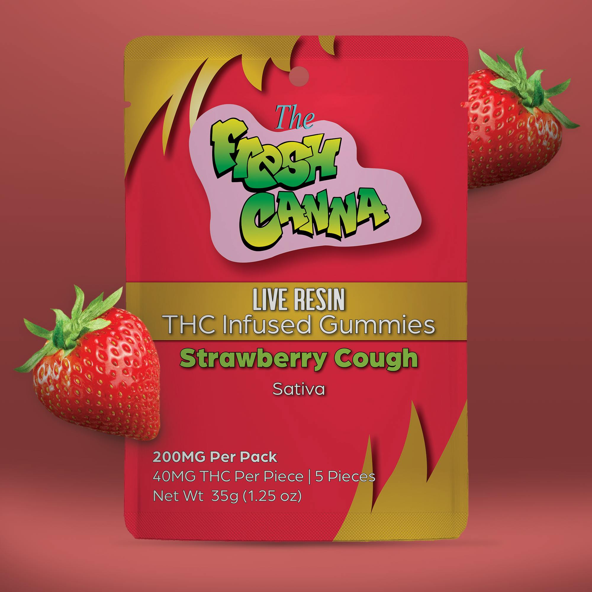 Product: Fresh Canna | Green Apple Live Rosin 5pk 200mg Gummies
