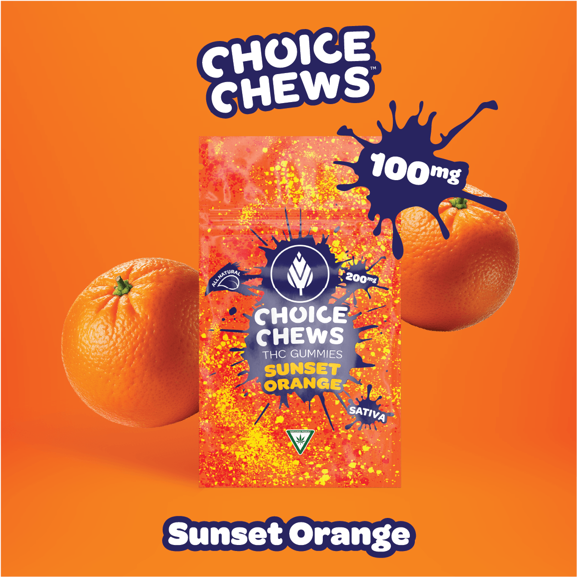 Product: Choice | Sunset Orange | Gummies | 100mg | Sativa