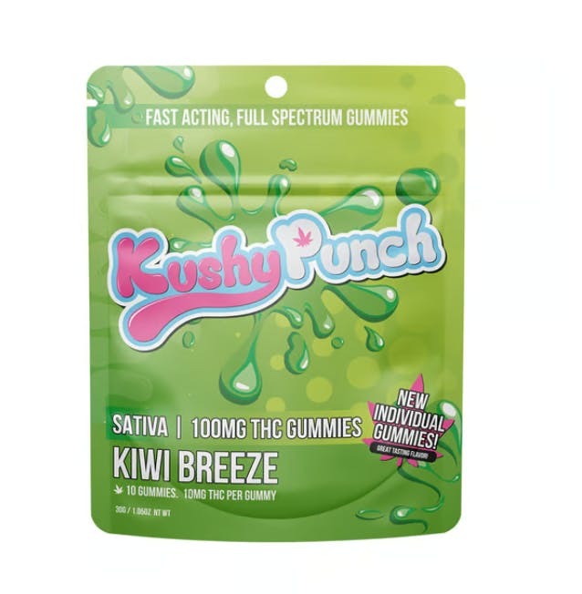 Product SIX Kushy Punch Gummies Fast Acting Full Spec - Kiwi Breeze (10pk) 100mg