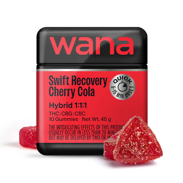 Wana Optimals Gummies Swift Recovery Cherry Cola 1 THC : 1 CBC : 1 CBG 10pk/100mg (hybrid, 2.8g)