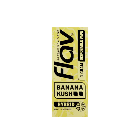 Banana Kush - All In One Vape - 1g - Hybrid by Flav, available at Purple Buds Dispensary in Jackson Heights, Queens