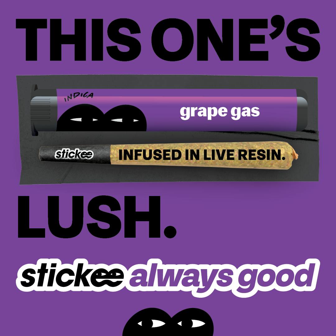 Product: STICKEE | Grape Gas | 1.2g | Live Resin Infused Pre-Roll