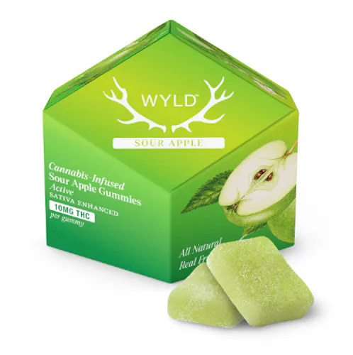 Wyld | Sativa | Enhanced Gummies | Sour Apple | 10pk-1