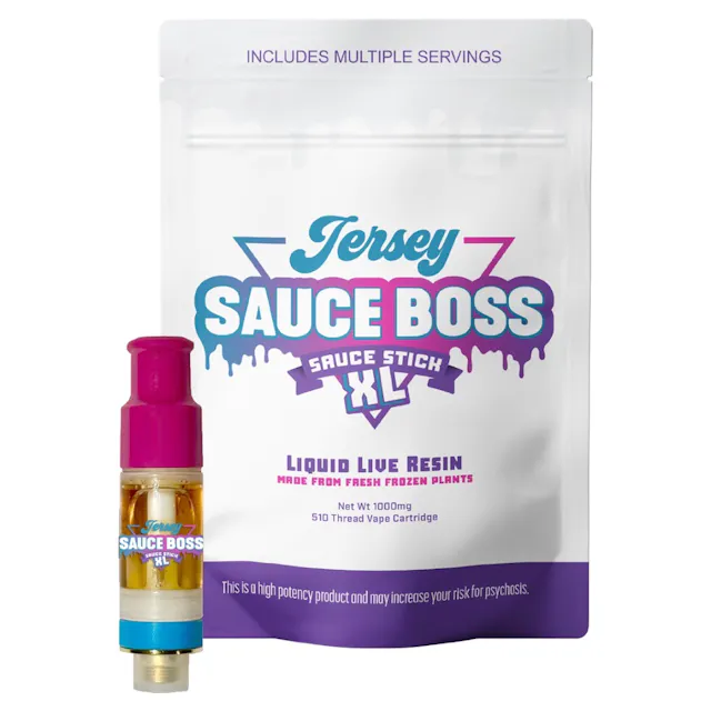 Jersey Sauce Boss Live Resin Sauce Stick Cart XL Blueberry Muffin 1g (hybrid, cartridges)