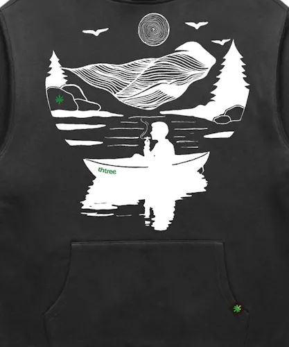 THTree Sweatshirt | Boat On Lake | Medium – Black Faded-1