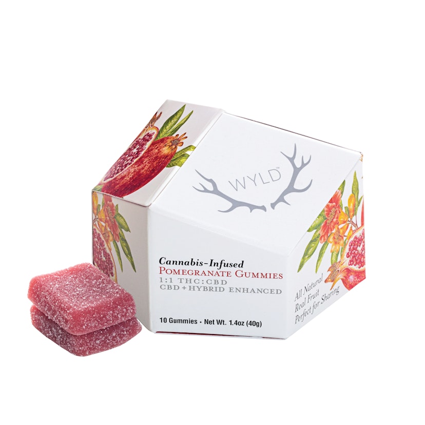 WYLD Edibles 1:1: Pomegranate Gummies (H) 100mg