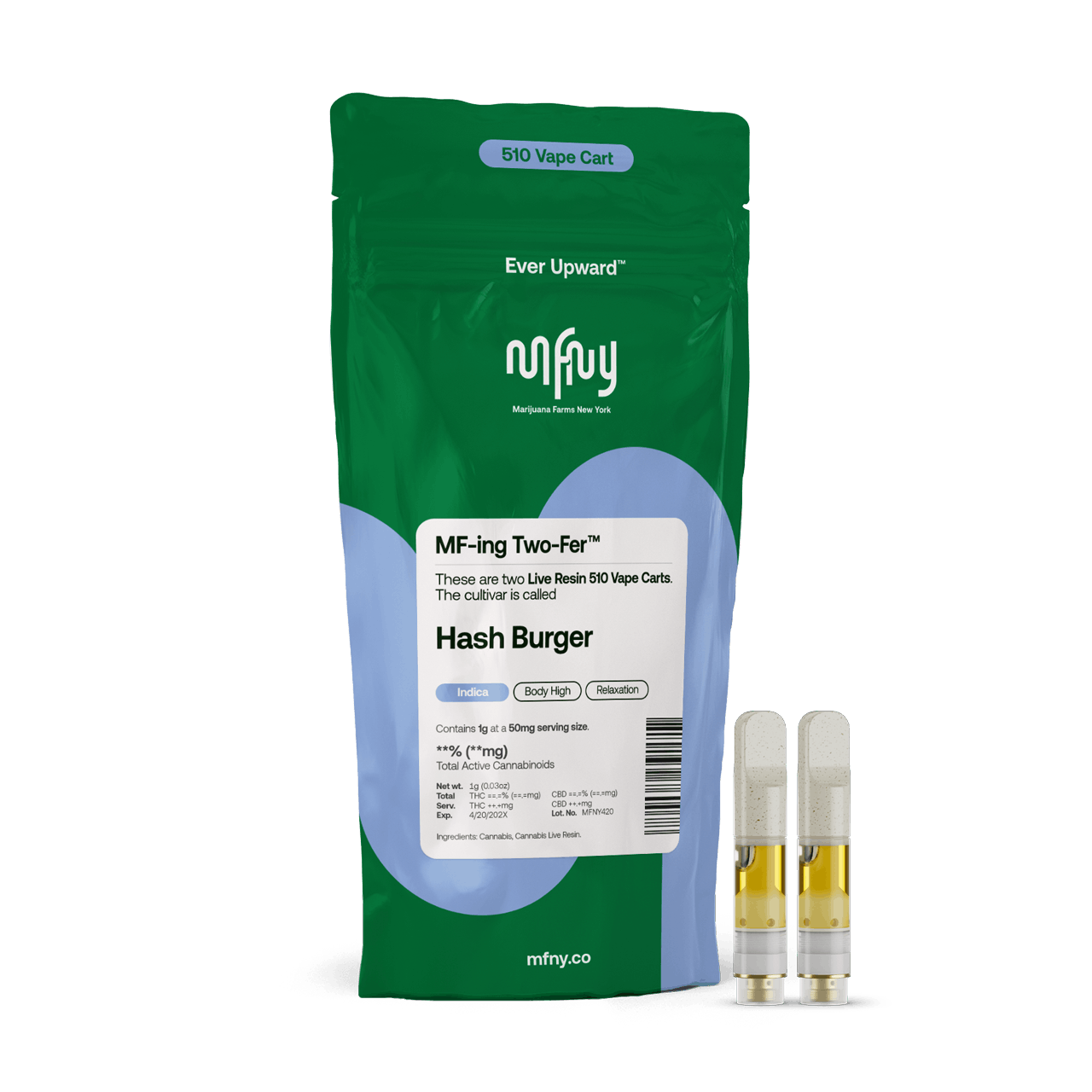 MFNY | Hash Burger Live Resin | Cartridge 2 Pack | 1g