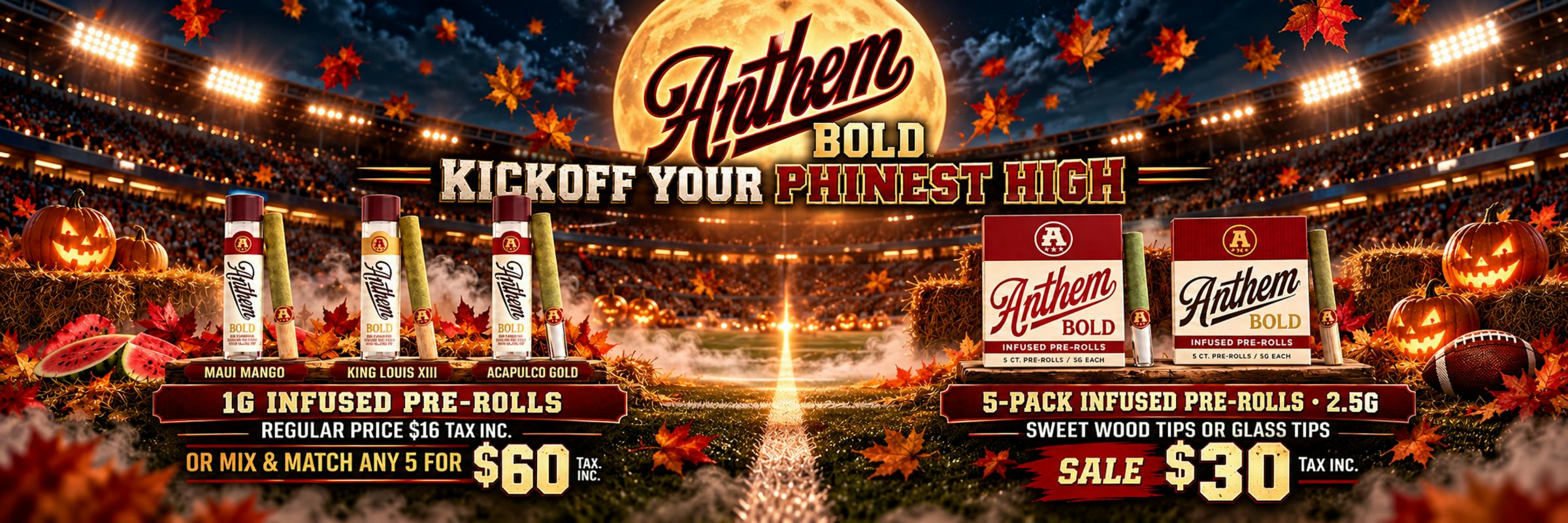 Anthem Bold Infused Pre Rolls on sale only at The Phinest Buds Cannabis Dispensary located at 576 Dick rd ste 10a Depew NY 14043