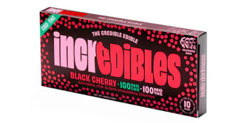 1:1 Black Cherry Bar + CBD | Chocolate | 20 pack | 100mg THC / 100mg CBD-1