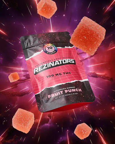 Fruit Punch Solventless Hash Gummies 100mg 10pk-1