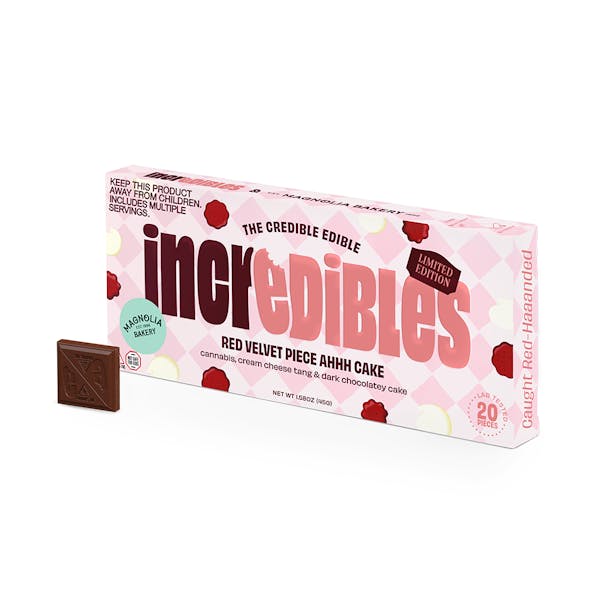 Red Velvet Piece Ahhh Cake - 100mg 1:1 (CBD:THC) Limited Edition Chocolate Bar - Incredibles