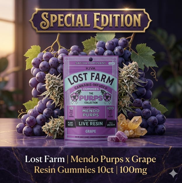 Product Lost Farm | Grape x Mendo Purps | Resin Gummies 10ct | 100mg