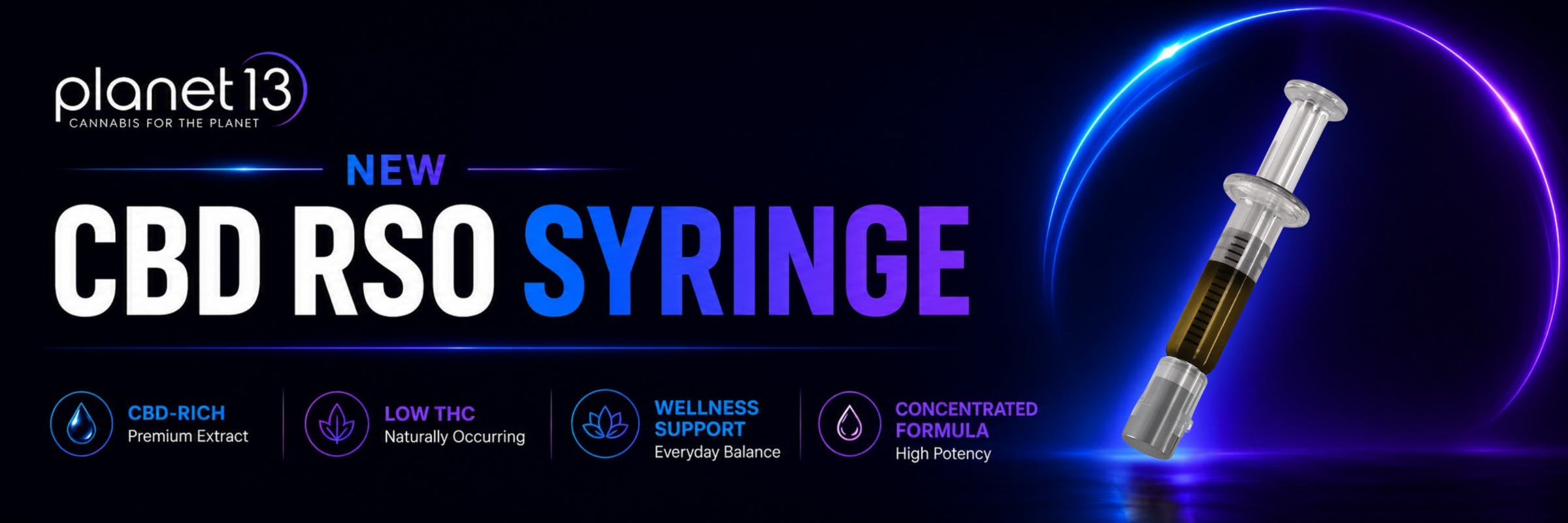 Planet 13 New CBD RSO Syringe: CBD-Rich Premium Extract, Low THC Naturally Occurring, Wellness Support Everyday Balance, Concentrated Formula.