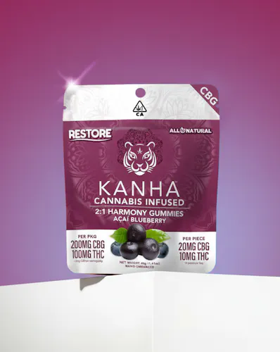 2:1 Blueberry Acai Harmony Restore CBG Gummies-active