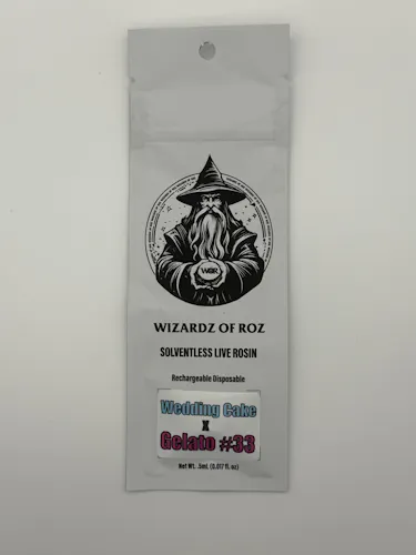 Wizardz Of Roz | .5 Live Hash Rosin Disposable | Wedding Cake Gelato-active