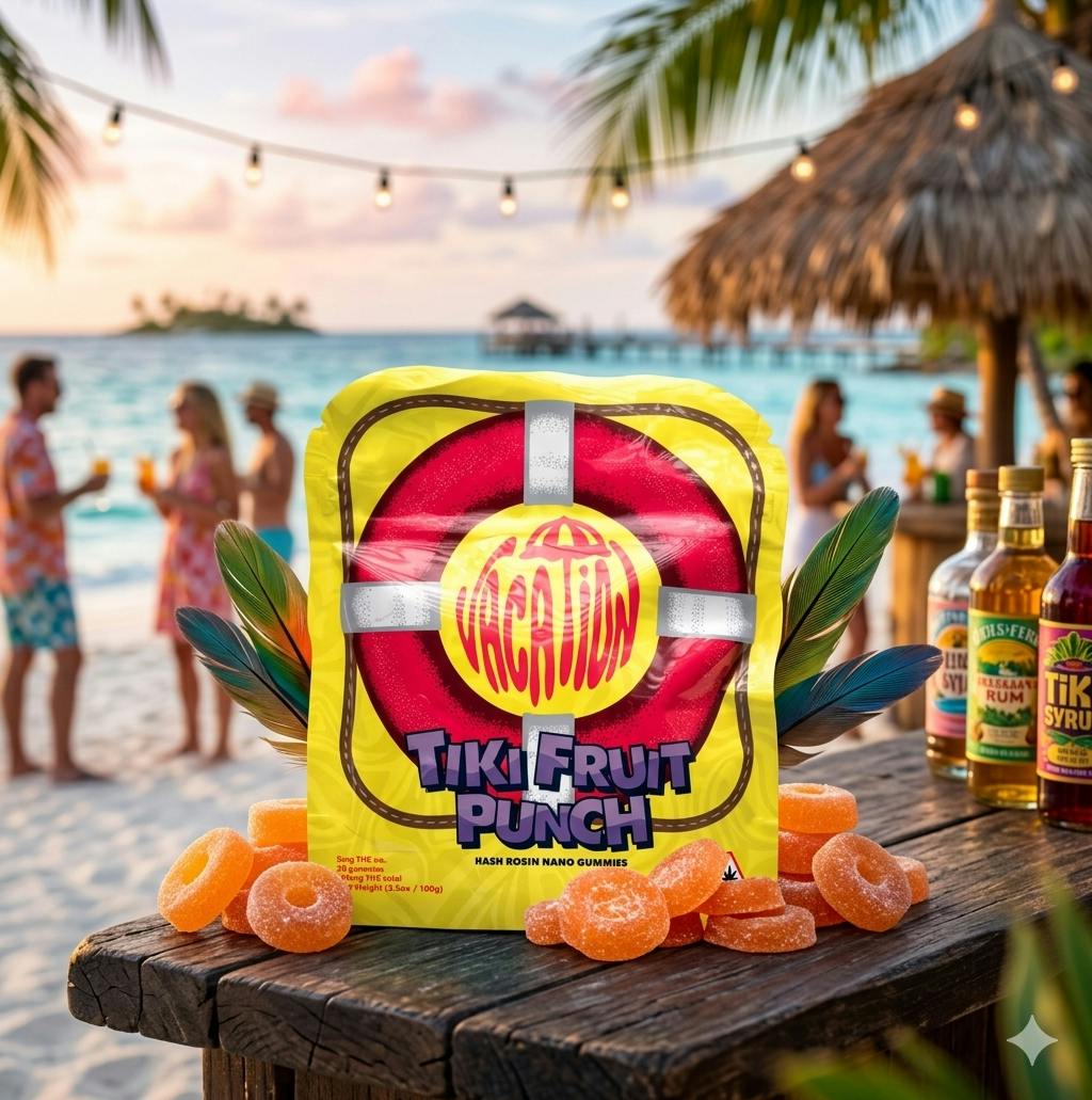 Product Vacation | Tiki Fruit Punch | Hash Rosin Gummies | 100mg