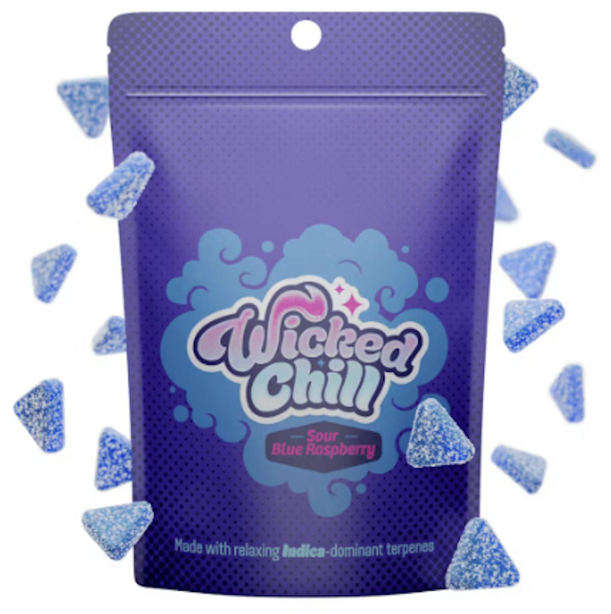Photo of Wicked Chill Sour Blue Raspberry Gummies 100mg 20pk