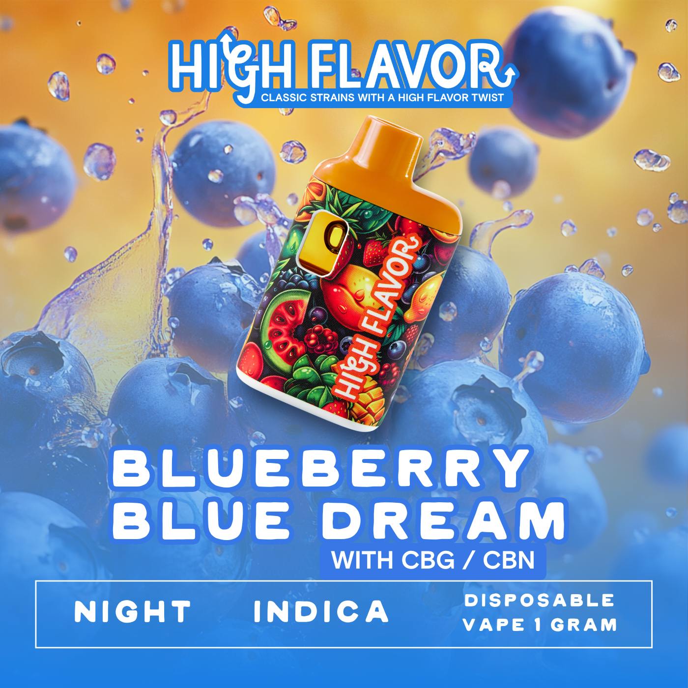 New!!! Blueberry Blue Dream I Night I Disposable Vape