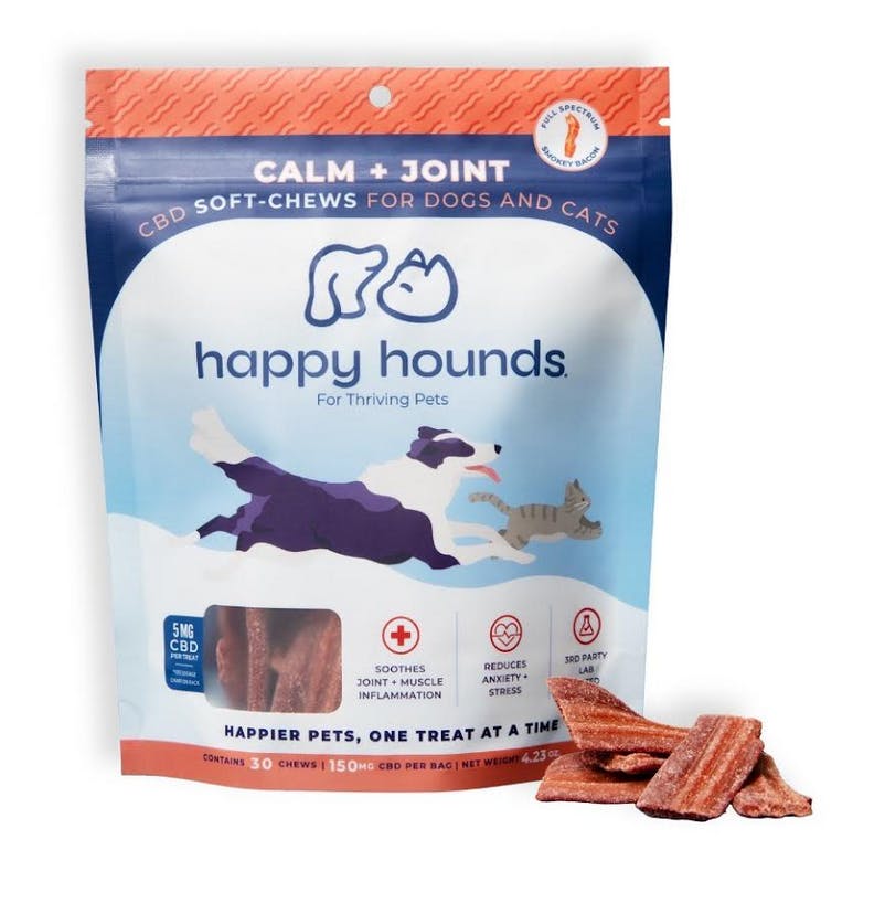 Calm & Joint Soft Treats | Smokey Bacon | 30 Pack | 150mg CBD | Happy Hounds