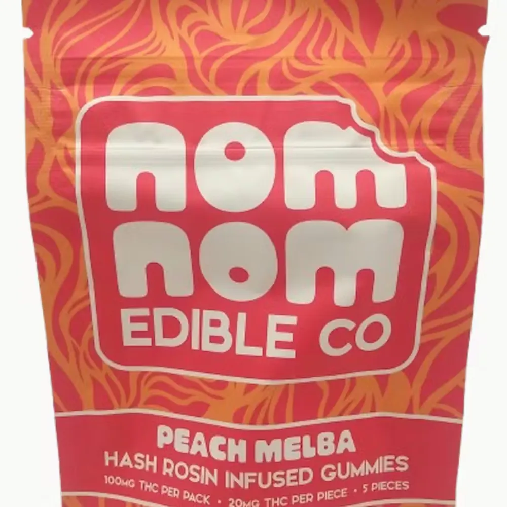 Product NOMNOM - PEACH MELBA - 100MG - ROSIN GUMMY