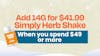 Spend $49 - Add 14G Simply Herb Shake for $41.99