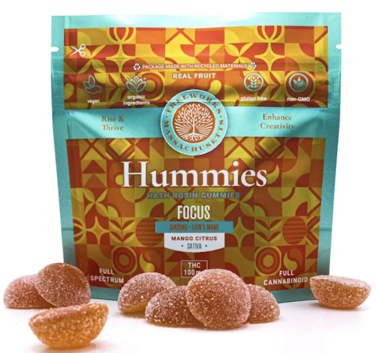 Treeworks Focus Hash Rosin Gummies 100mg 20pk – Mango Citrus (V/GF) .1g ...