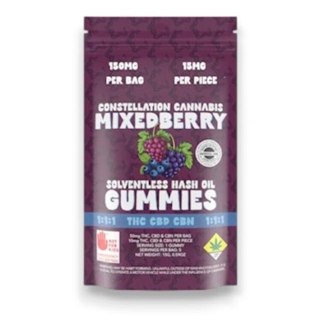 Take your cannabis experience to a whole new level with Constellation Cannabis' Gravity Gummies! Enjoy the delicious taste of all-natural fruit puree pectin, with the added benefit of our solventless hash rosin for a powerful, balanced high. Gluten-free and vegan, these gummies are perfect for an enjoyable, guilt-free indulgence. -- Hash Oil // Vegan // GF // Full Spectrum -- Each individual full-spectrum gummy contains a 10mg dose.