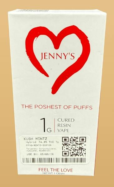 Jenny Loves Me Jenny’s Kush Mintz Posh Puff Cured Resin