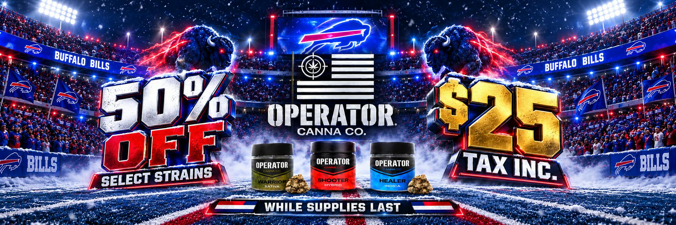 Operator cannabis flower 50% off at The Phinest Buds Cannabis Dispensary located at 576 Dick rd, ste 10a Depew, NY 14043